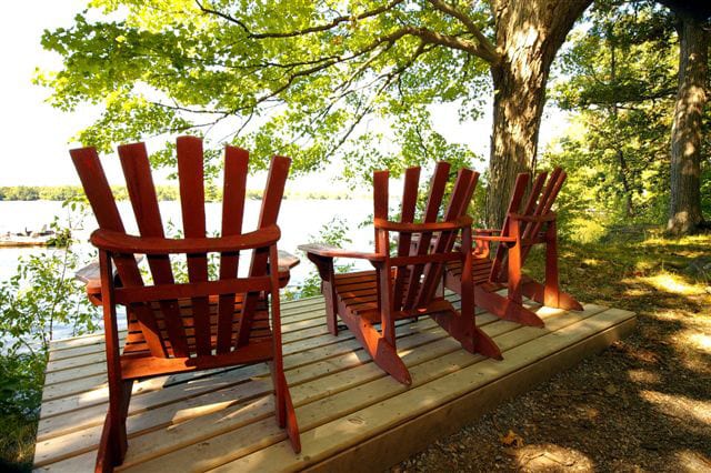 Cedar patio with Adirondack chairs