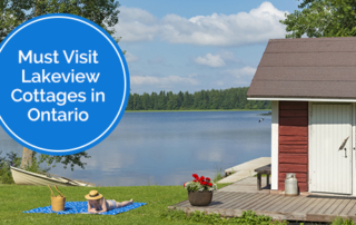 Lakeside cottage. text: Must Visit Lakeview Cottages in Ontario